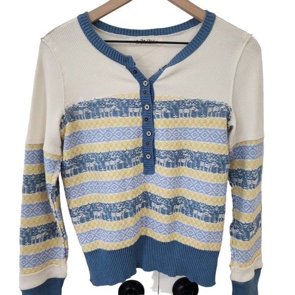 Free People Exposed Seam Thermal To The Woods  Henley Top in Light Combo - Picture 8 of 10